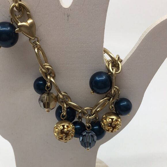 Brighton Bracelet Contempo Chic Gold & Navy Blue Faux Pearls Crystals - Picture 3 of 16